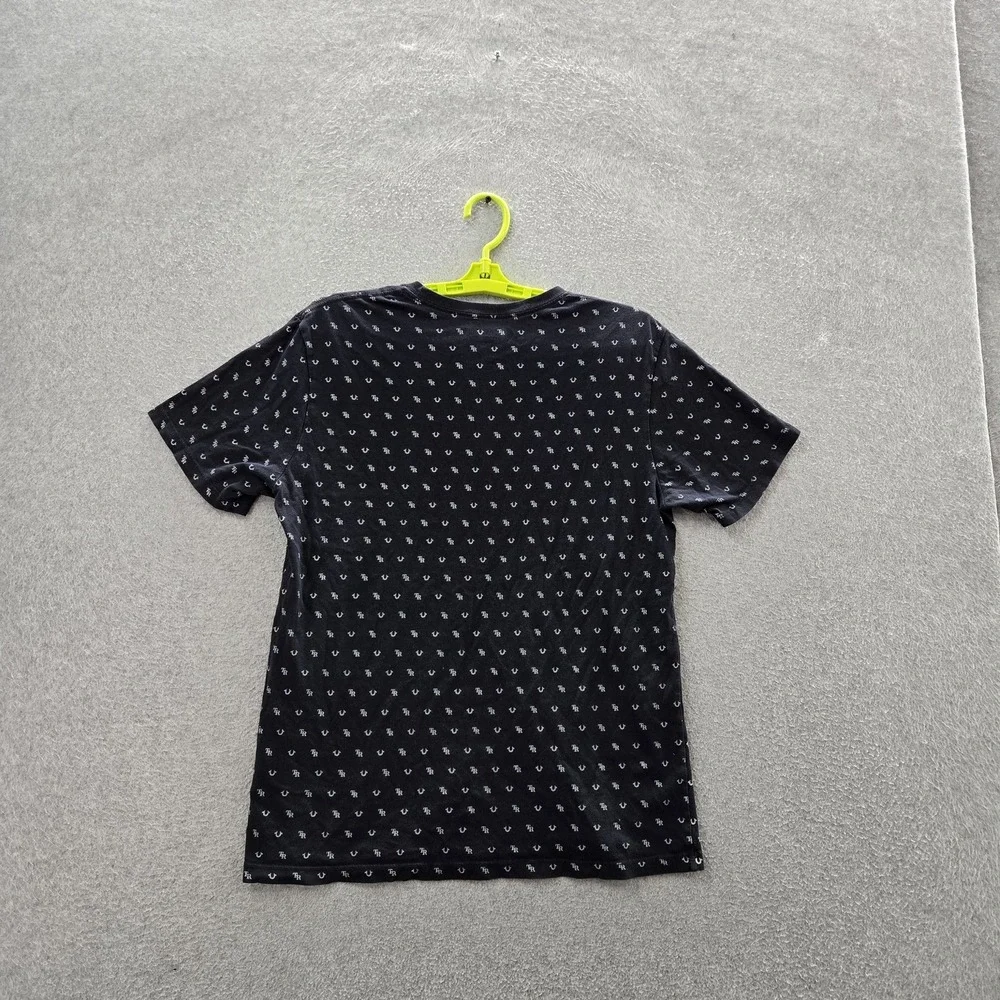 True Religion‎ Men Shirt S Black Geometric Logo Short Sleeve